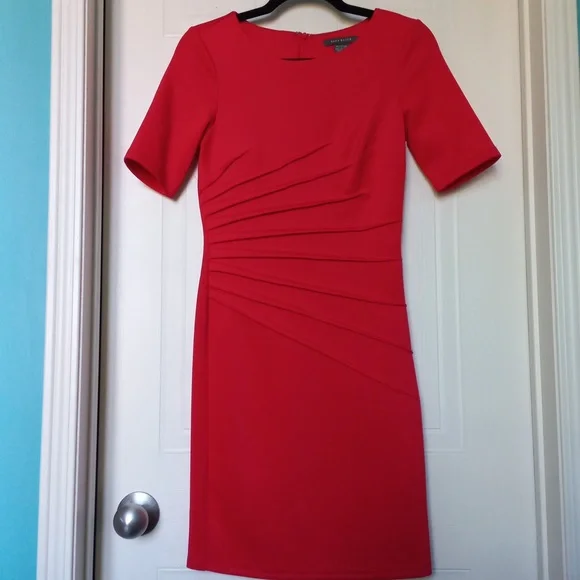 Bright Red Sleeved Dress XS - Picture 1 of 6